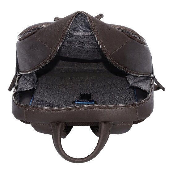 Piquadro Zwarte Square Rugzakken Leer 44 cm Laptopvak