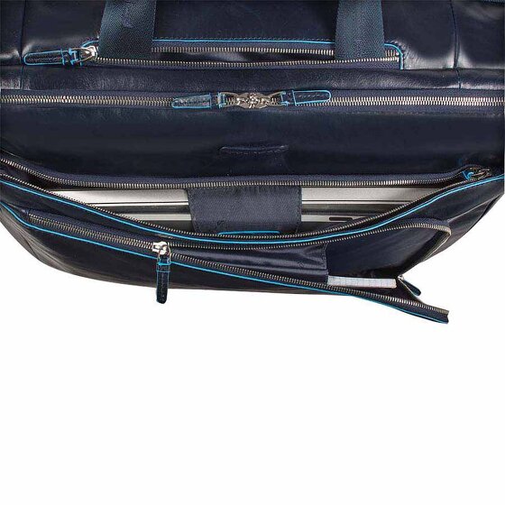 Piquadro Blauwe vierkante 2-wiel Business Trolley Leer 51 cm Laptopcompartiment
