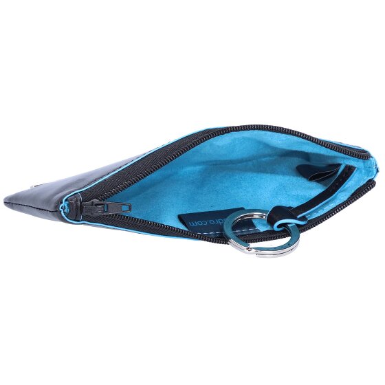 Piquadro Blauw vierkant sleuteletui leer 14 cm