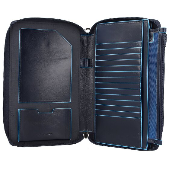 Piquadro Blauw vierkant reisetui leer 14 cm