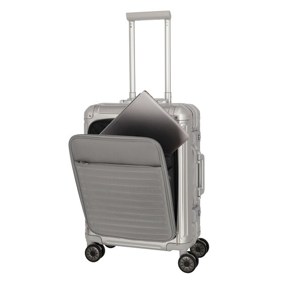 Travelite Next 4-wielige cabinewagen van Aluminium, 55 cm, met laptopvak