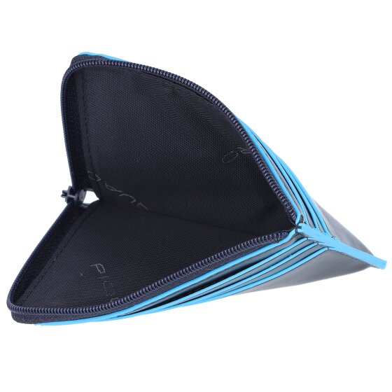 Piquadro Blauw vierkant creditcard etui RFID leer 11 cm