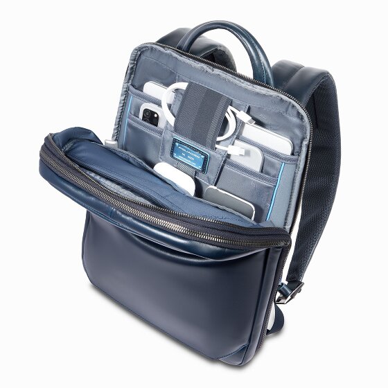 Piquadro Blue Square Dagrugzak RFID-bescherming Leer 37 cm Laptop compartiment