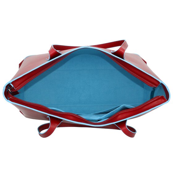 Piquadro Blauwe vierkante shopper tas leer 35 cm