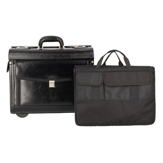 Dermata 2 wielen Pilotentrolley Leder 39 cm Laptopvak