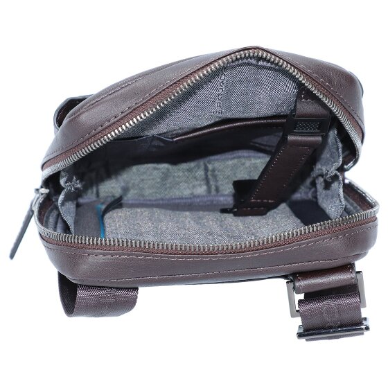 Piquadro Zwarte vierkante schoudertas leer 17 cm