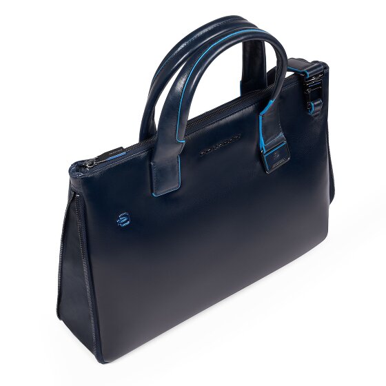 Piquadro Blue Square Shopper Tas Leer 38 cm Laptop compartiment met uitbreidingsplooi