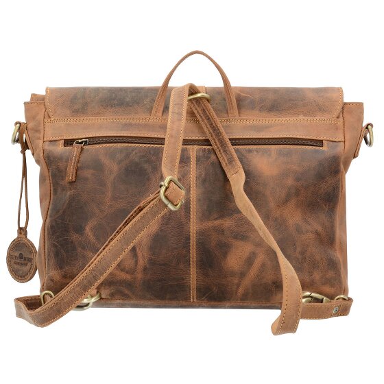 Greenburry Vintage aktetas schoudertas rugzak leer 35 cm