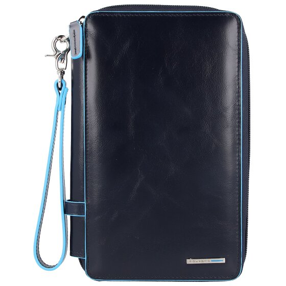 Piquadro Blauw vierkant reisetui leer 14 cm