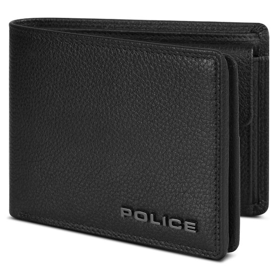 Police Portemonnee RFID leer 12 cm uitklapbaar met ritsvak