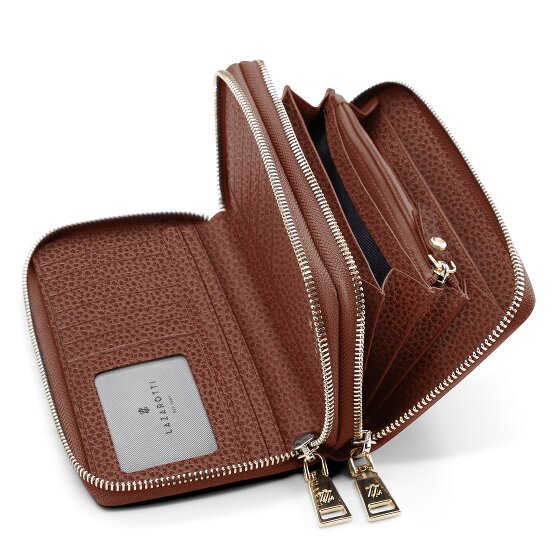 Lazarotti Bologna Leer XL Dubbele Zip-Around Portemonnee RFID Leer 20 cm