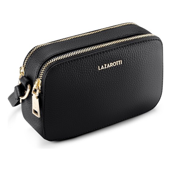 Lazarotti Bologna leer crossbody tas Camera-Bag leer dubbele rits 18 cm