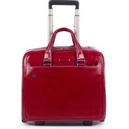 Piquadro Blauwe vierkante 2-wiel Business Trolley Leer 36 cm Laptopcompartiment Productbeeld