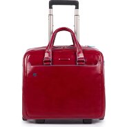 Piquadro Blauwe vierkante 2-wiel Business Trolley Leer 36 cm Laptopcompartiment Productbeeld