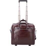 Piquadro Blauwe vierkante 2-wiel Business Trolley Leer 36 cm Laptopcompartiment Productbeeld