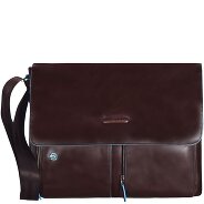 Piquadro Blauwe vierkante Messenger Leer 37 cm Laptop Compartiment Productbeeld