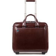 Piquadro Blauwe vierkante 2-wiel Business Trolley Leer 37 cm Laptopcompartiment Productbeeld