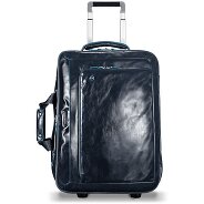 Piquadro Blauwe vierkante 2-wiel Business Trolley Leer 51 cm Laptopcompartiment Productbeeld