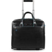 Piquadro Blauwe vierkante 2-wiel Business Trolley Leer 36 cm Laptopcompartiment Productbeeld