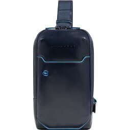 Piquadro Blauwe vierkante schoudertas leer 28 cm  variant 3