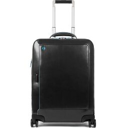 Piquadro Blauwe Vierkante 4-Wiel Leren Cabin Trolley 55 cm Laptopcompartiment  variant 1