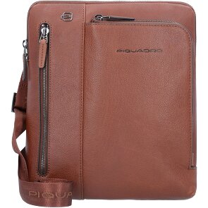 Piquadro Zwarte vierkante schoudertas leer 24 cm