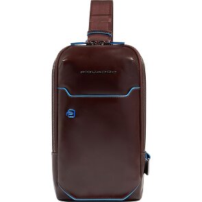 Piquadro Blauwe vierkante schoudertas leer 28 cm