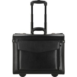 Dermata 2-wiel lederen pilotentrolley 45,5 cm laptopvak