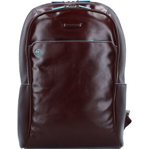 Piquadro Blauwe vierkante rugzak Leer 43 cm Laptopvak