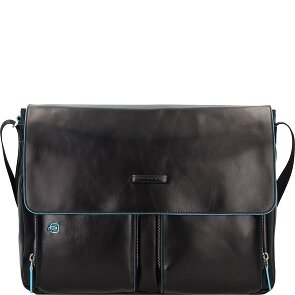 Piquadro Blauwe vierkante Messenger Leer 37 cm Laptop Compartiment