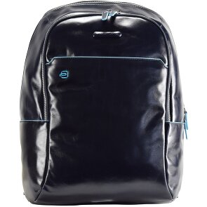 Piquadro Blauwe vierkante rugzak leer 39 cm Laptopvak