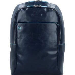Piquadro Blauwe vierkante rugzak Leer 43 cm Laptopvak