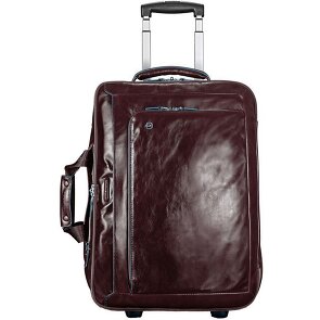 Piquadro Blauwe vierkante 2-wiel Business Trolley Leer 51 cm Laptopcompartiment