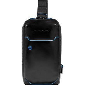 Piquadro Blauwe vierkante schoudertas leer 28 cm