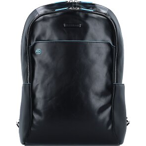 Piquadro Blauwe vierkante rugzak Leer 43 cm Laptopvak