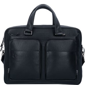 Piquadro Zwarte vierkante aktetas Leer 39 cm Laptopcompartiment