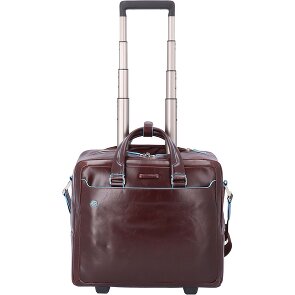 Piquadro Blauwe vierkante 2-wiel Business Trolley Leer 36 cm Laptopcompartiment