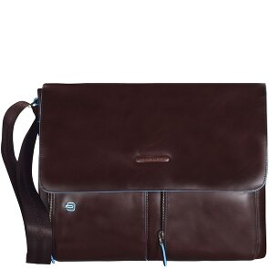 Piquadro Blauwe vierkante Messenger Leer 37 cm Laptop Compartiment