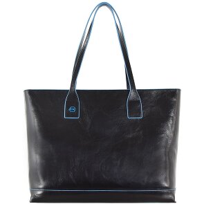 Piquadro Blauwe vierkante shopper tas leer 35 cm