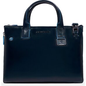 Piquadro Blue Square Shopper Tas Leer 38 cm Laptop compartiment met uitbreidingsplooi