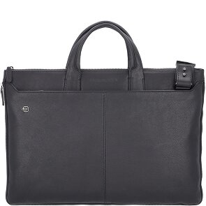 Piquadro Zwarte vierkante laptoptas leer 47 cm