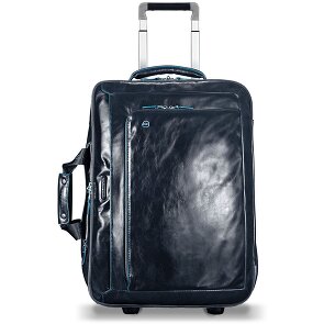 Piquadro Blauwe vierkante 2-wiel Business Trolley Leer 51 cm Laptopcompartiment