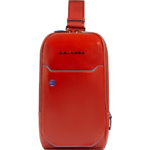 Piquadro Blauwe vierkante schoudertas leer 28 cm