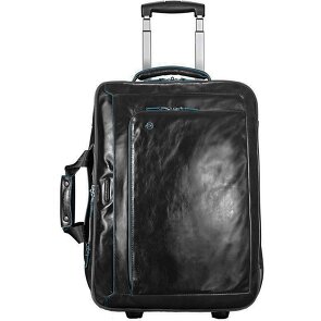 Piquadro Blauwe vierkante 2-wiel Business Trolley Leer 51 cm Laptopcompartiment