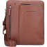  Zwarte vierkante schoudertas leer 24 cm variant cuoio tabacco