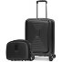  Essentials 14 kofferset 2 stuks cabine trolley met stretch vouw + beautycase variant black metallic