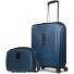  Essentials 14 kofferset 2 stuks cabine trolley met stretch vouw & beautycase variant dark blue metallic