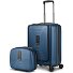  Essentials 14 kofferset 2 stuks cabine trolley met stretch vouw + beautycase variant dark blue metallic