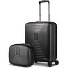  Essentials 14 kofferset 2 stuks cabine trolley met stretch vouw & beautycase variant black metallic