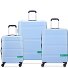  x United Colors of Benetton Now Hardside 4-wiel kofferset 3-delig met stretch vouw variant light blue